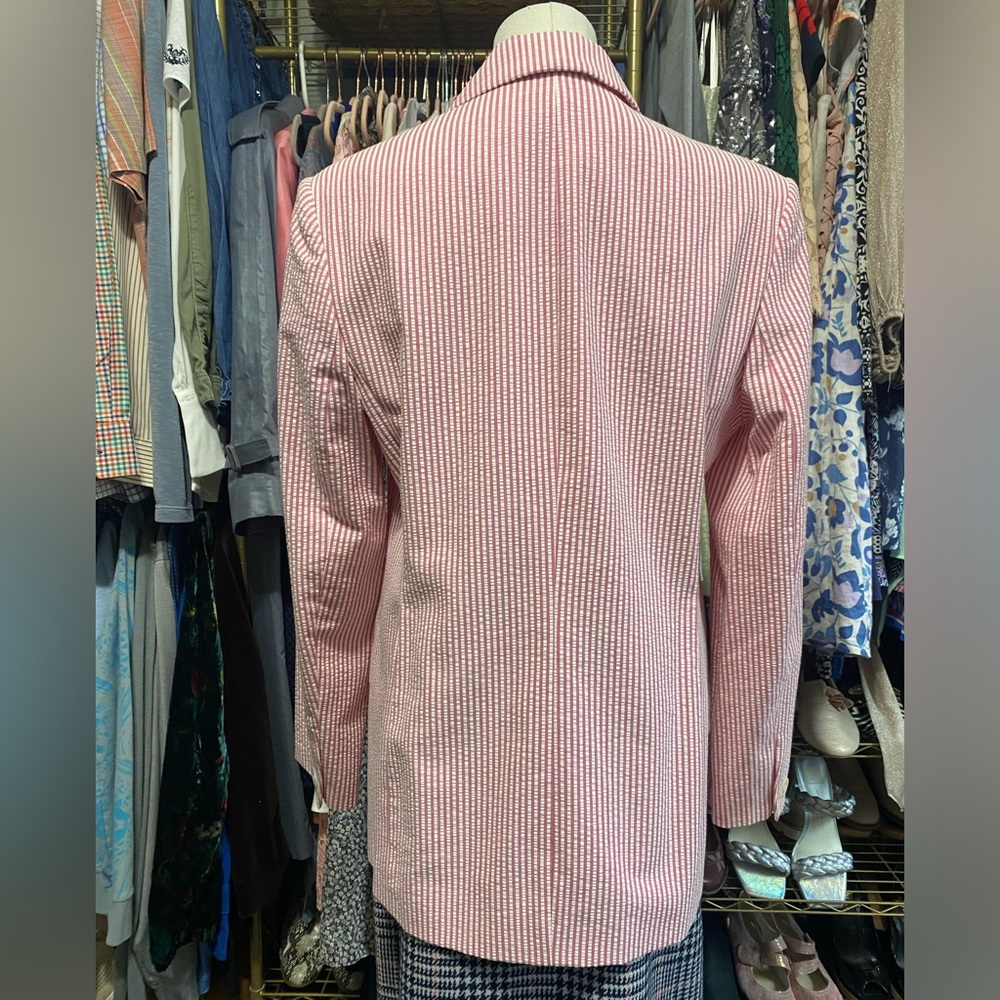 Talbot Pink and White Pi Striped Blazer 90s Boyfriend style Blazer - Picture 2 of 8